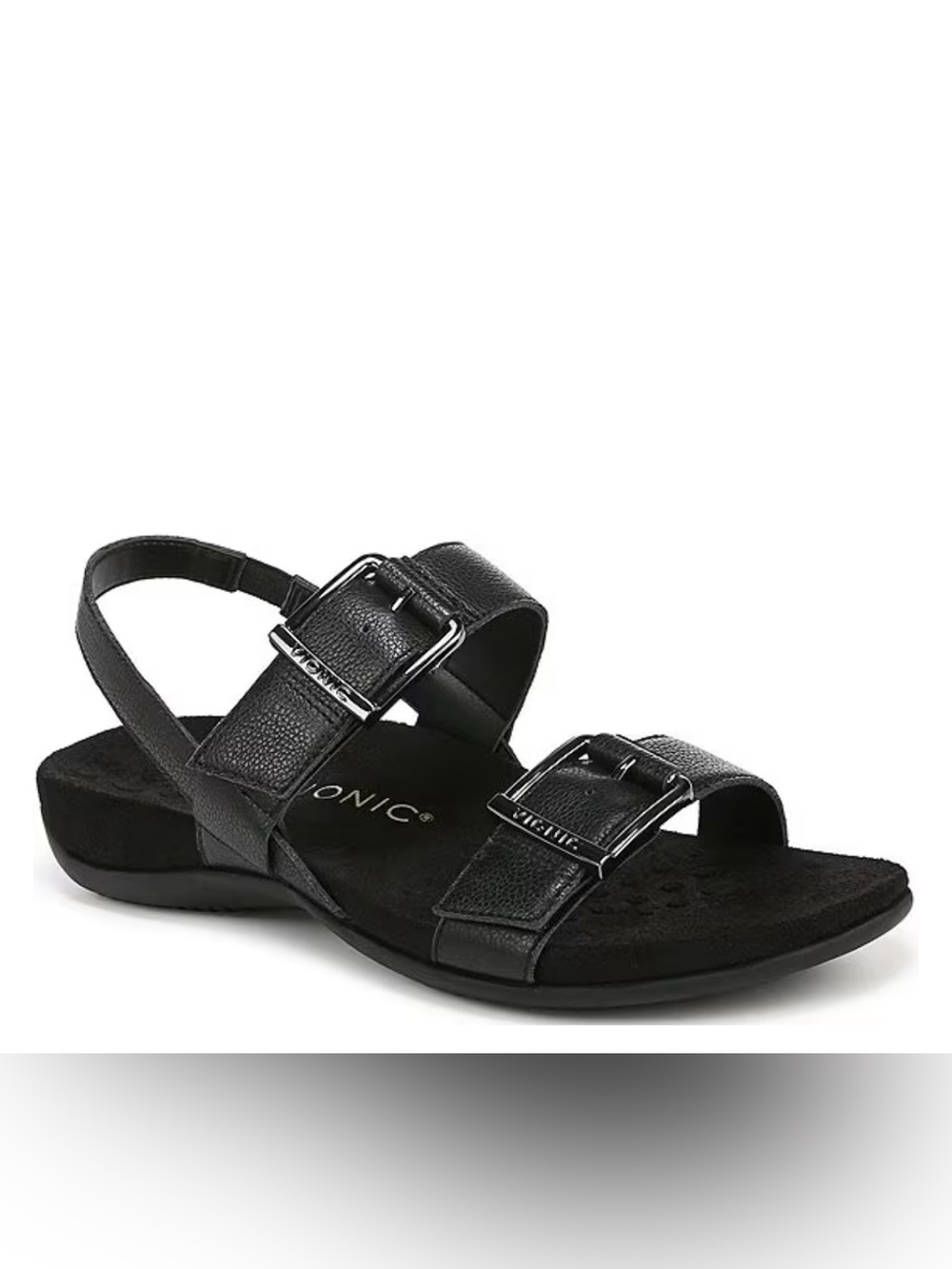 Vionic Reese Leather Buckle Hardware Hook & Loop Banded Slingback Sandals Sz 9